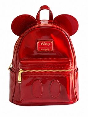 NWT Loungefly Disney Mickey Red Oil Slick Mini Backpack Metallic WDBK3193